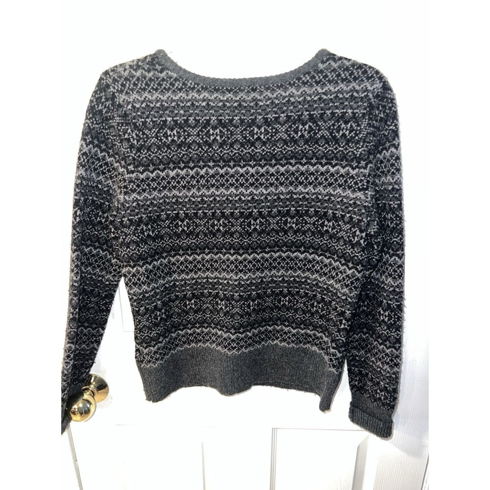 Eddie Bauer Sweater Womens M Cardigan Grey Nordic Embroidered Lambswool Button - Picture 8 of 10